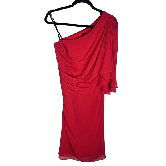 Tadashi Shoji Dresses & Skirts - TADASHI SHOJI Women's Red One Shoulder Drape Dress Size 6